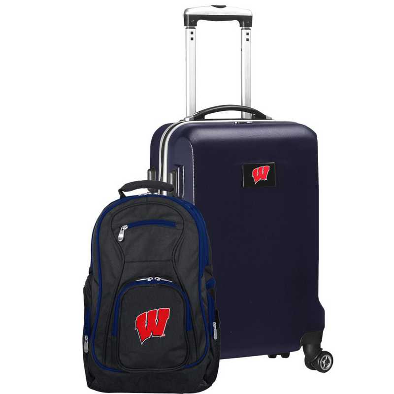 CLWIL104-NAVY: Wisconsin Badgers Deluxe 2PC BP / Carry on Set